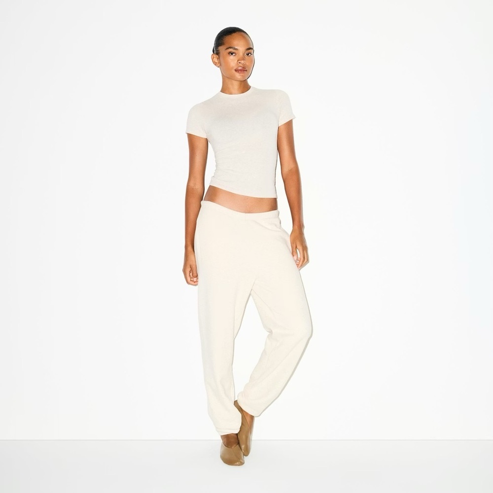 SKIMS Cotton Fleece Classic Jogger, Oatmeal Heather, Size XL